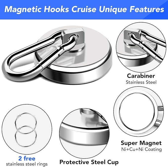 LOVIMAG Magnetic Hooks Heavy Duty, 200LBS+ Super Strong Magnetic Hooks Cruise