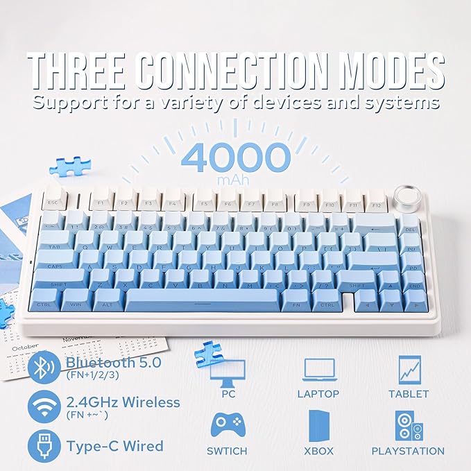 EPOMAKER x Aula F75 Gasket Mechanical Keyboard, 75% Wireless Hot Swappable