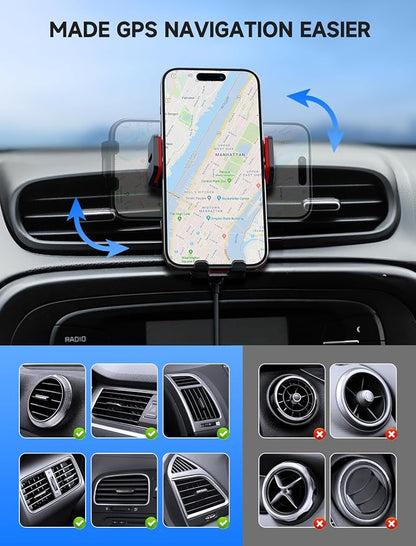 MOKPR Wireless Car Charger, 15W Auto Clamping Car Charger Dash Windshield Air