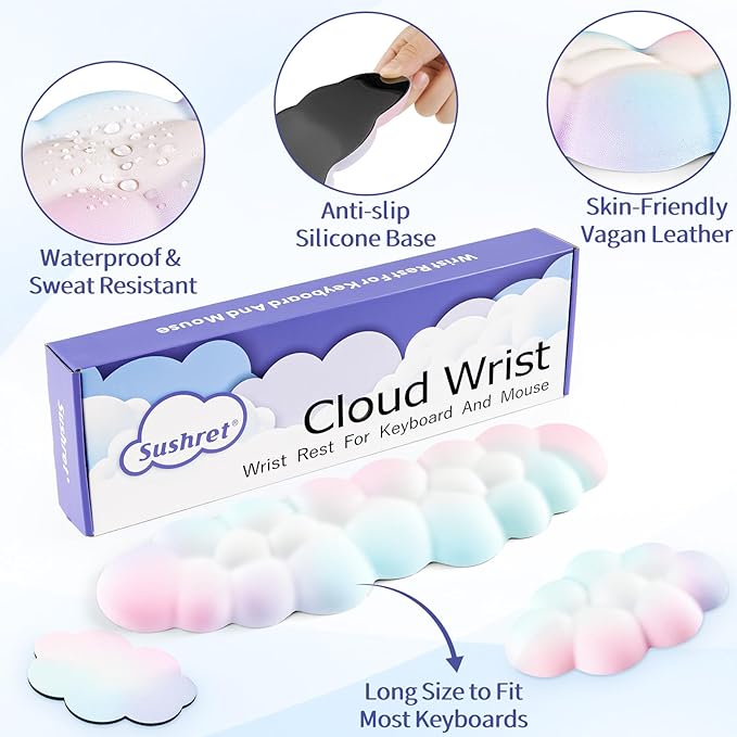 Cloud Wrist Rest Keyboard, Cloud Keyboard Wrist Pad Set