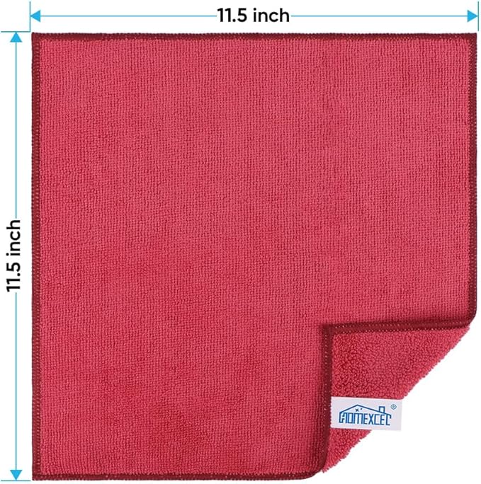 HOMEXCEL Red Microfiber Cleaning Cloth, 12 Pack Premium Microfiber Towels