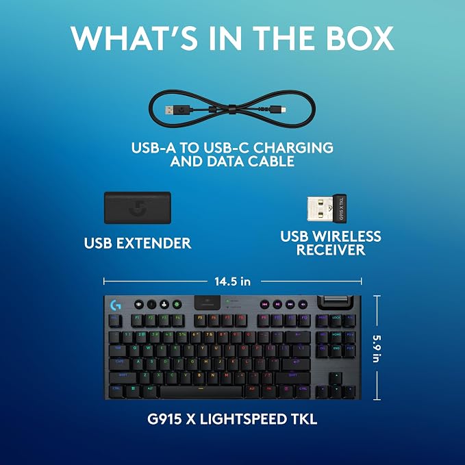 Logitech G915 X Lightspeed TKL Wireless Mechanical Gaming Keyboard, Double-Shot