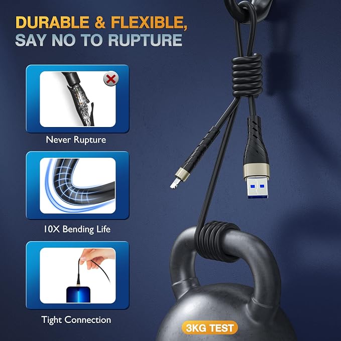 OIITH MFi Certified Short for iPhone Charger Cable 3 Pack 1 Ft, 12 inch for