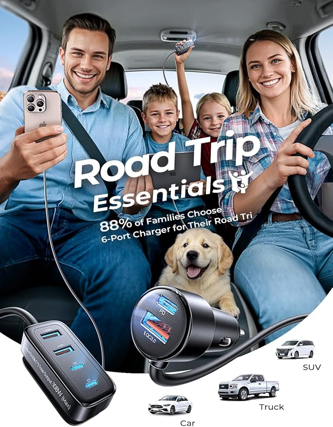 AINOPE 108W USB C Car Charger
