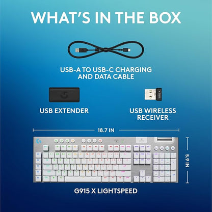 Logitech G915 X Lightspeed Wireless Mechanical Gaming Keyboard, Double-Shot PBT