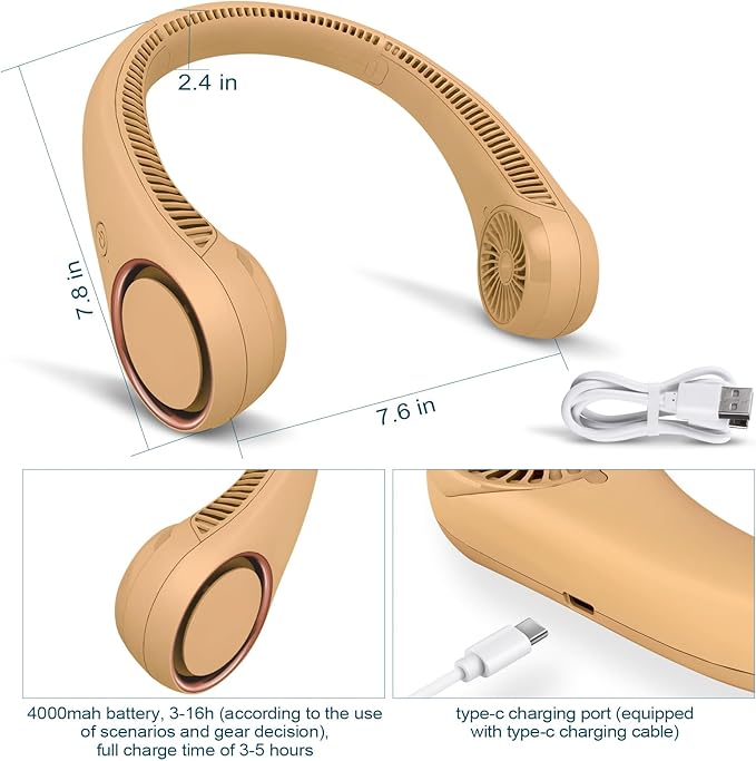 CIVPOWER Neck Fan: Portable Personal Neck Cooling Rechargeable Bladeless Fan