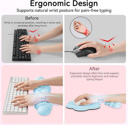 Cloud Wrist Rest for Computer Keyboard, 4-in-1 Memory Foam Leather Cloud