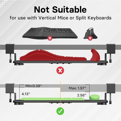 BONTEC KMT01-PJ Under Desk Keyboard Tray, Pull-Out Keyboard & Mouse Platform