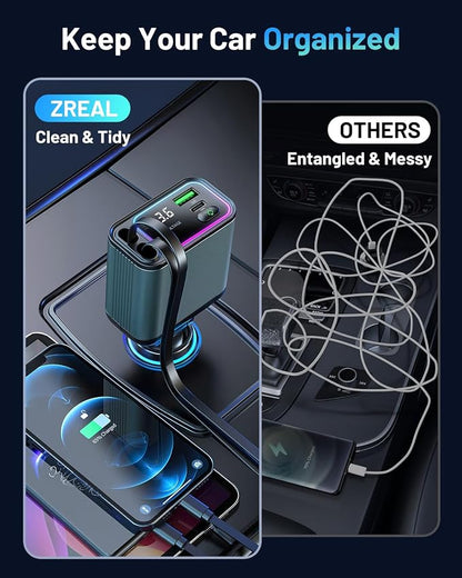 4 in 1 Retractable Car Charger