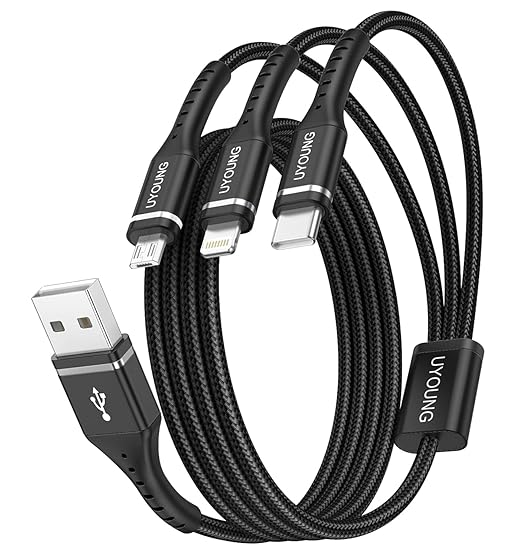 Multi Charging Cable 2Pack 6FT, 3 in 1 Charger Cable Braided Universal Phone