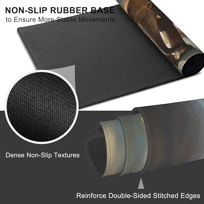 Mouse Pad, Large Walking Elephant Desk Mat, Extended Non-Slip Gaming Keyboard