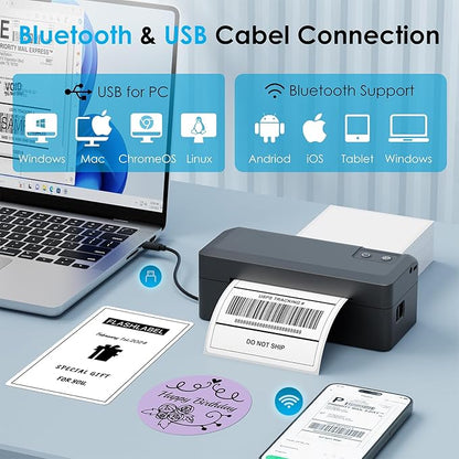 Shipping Thermal Label Printer, 4x6 Portable Label Printer, Support iPhone