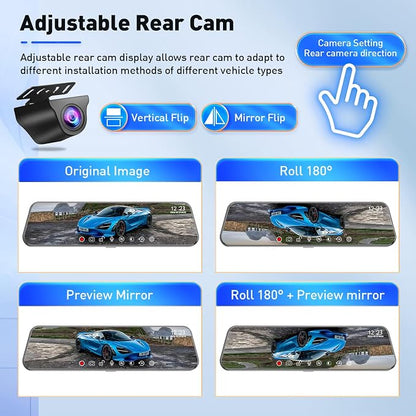Mirror Dual Dash Camera, 4K and 1080P Dash Cam