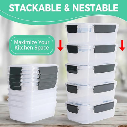 YORY 7 cup Plastic Food Storage Containers