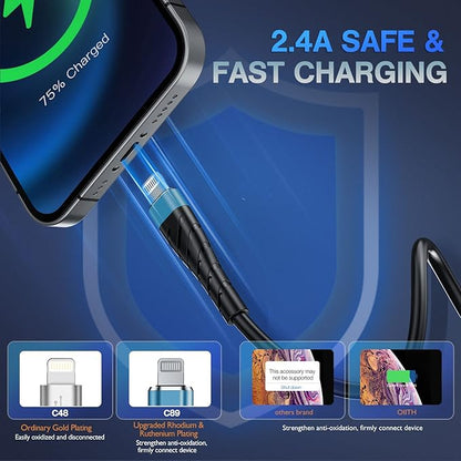 OIITH MFi Certified Short for iPhone Charger Cable 3 Pack 1 Ft, 12 inch for