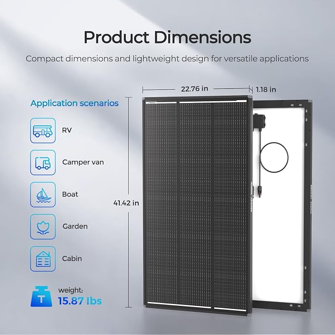 120W Solar Panel ShadowFlux Anti-Shading N-Type 16BB 12 Volt, 25%
