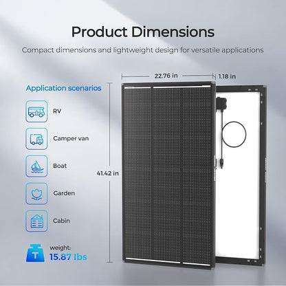 120W Solar Panel ShadowFlux Anti-Shading N-Type 16BB 12 Volt, 25%