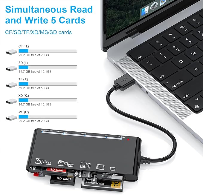 xD-Picture Card Reader USB 3.0, 7-in-1 Memory Card Reader/Adapter