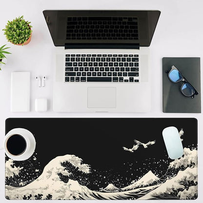 Mouse Pad Large White Wave Non-Slip Gaming Desk Mat
