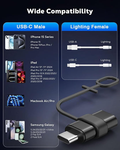 MoKo Lightning Female to USB C Male Adapter 2Pack, USB-C Lightning Adapter