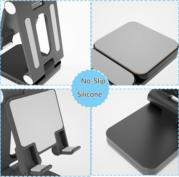 Folding Cell Phone Stand, Laptop Stand, Adjustable Height and Angle Foldable