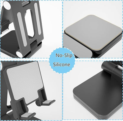 Folding Cell Phone Stand, Laptop Stand, Adjustable Height and Angle Foldable