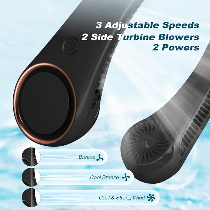 CIVPOWER Neck Fan: Portable Personal Neck Cooling Rechargeable Bladeless Fan