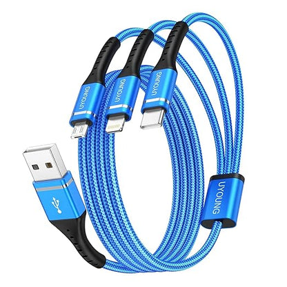 Multi Charging Cable 2Pack 4FT, 3 in 1 Charger Cable Braided Universal Phone
