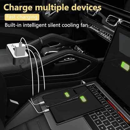 200W Car Power Inverter, PiSFAU DC 12V to 110V AC Car Plug Adapter Outlet