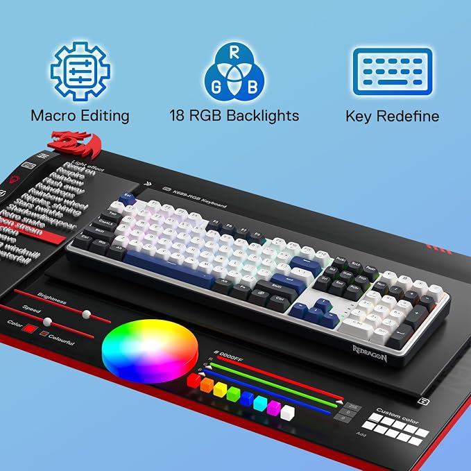 Redragon K689 Wired Gasket RGB Gaming Keyboard, 108 Keys Mechanical Keyboard