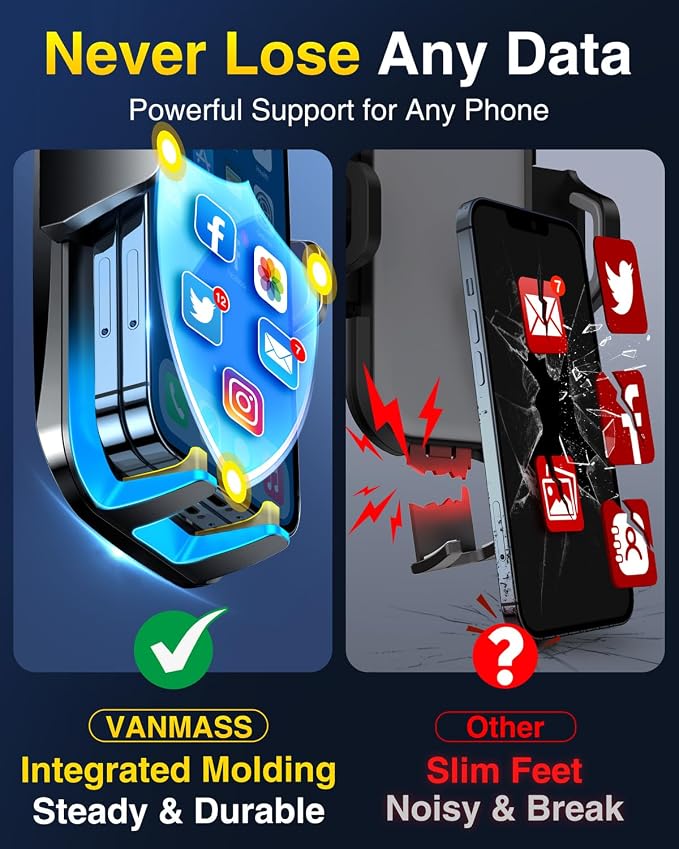 VANMASS 【85+LBS Strongest Suction & Military-Grade 2025 Ultimate Car Phone