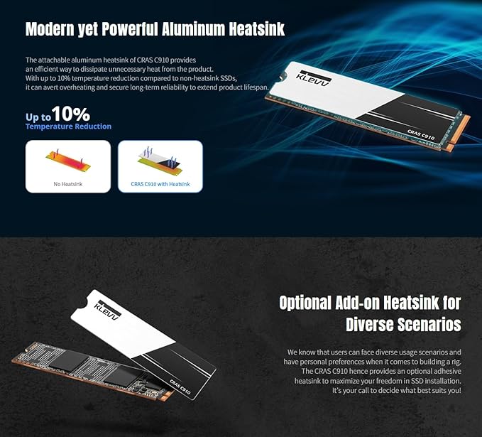 KLEVV CRAS C910 500GB M.2 2280 NVMe PCIe Gen4x4 Laptop & Desktop Internal SSD