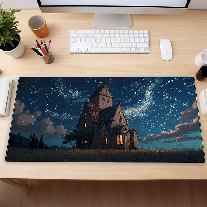 Anime Art Starry Sky Castle Desk Mat