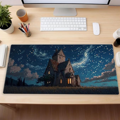 Anime Art Starry Sky Castle Desk Mat
