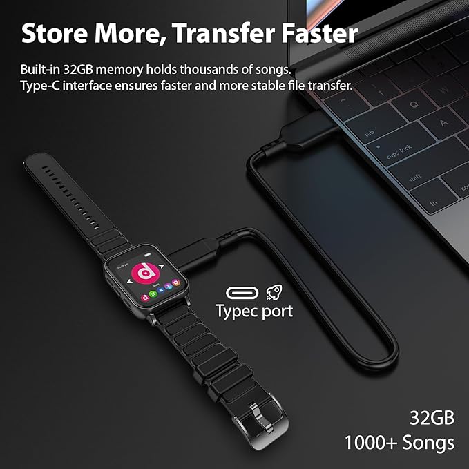 MP3 Player with Bluetooth 5.0, 32GB Touchscreen Music Player with Detachable