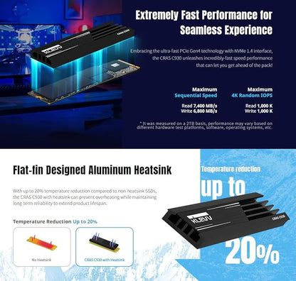 KLEVV CRAS C930 2TB M.2 2280 NVMe PCIe Gen4x4 Internal Gaming SSD Aluminium