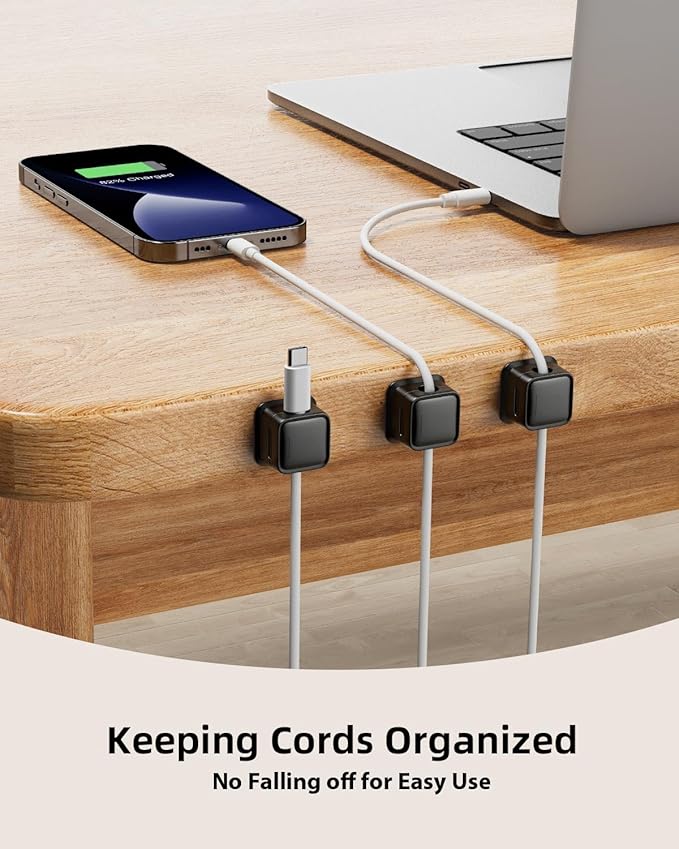 16 Pack Magnetic Cord Organizer Holder, Strong Adhesive Desk Cable Management