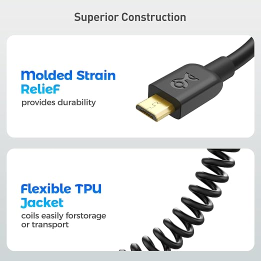Cable Matters 2-Pack Coiled USB Cable 2-4 Feet