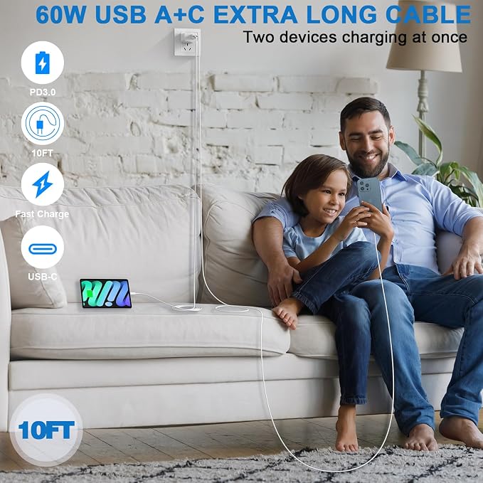 10FT iPhone 16e Fast Charger, iPad Pro/Air/Mini
