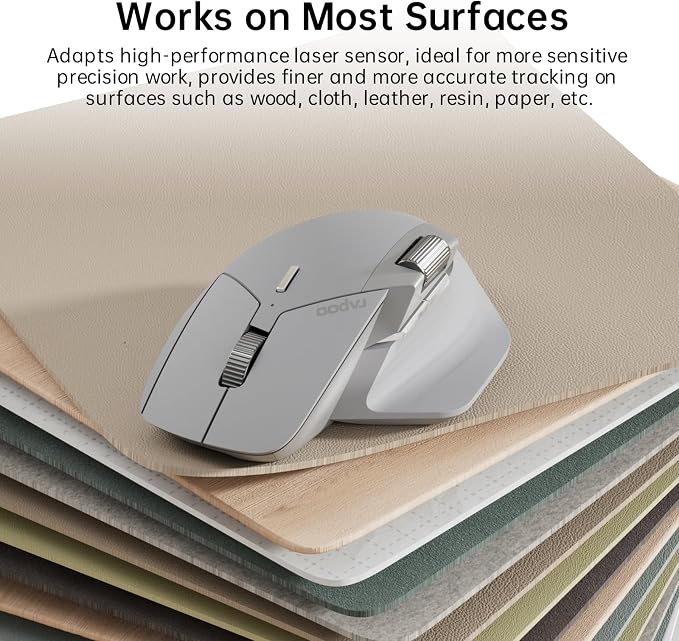 Rapoo MT760 Multi-Device Wireless Mouse, 11 Programmable Buttons, 4K DPI
