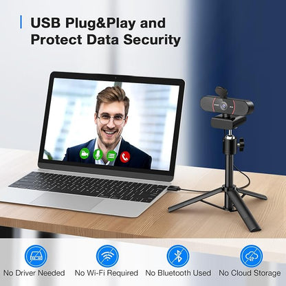 EMEET C960 4K Webcam with Tripod, 4K UHD Sony Sensor, 3 Adjustable Height Mini