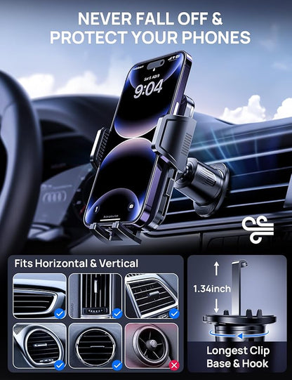 Car Vent Phone Mount, Adjustable 360 Rotation Vent Clip Car Phone Holder Mount