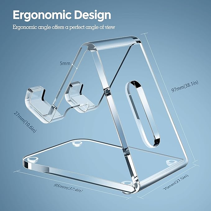 CreaDream Acrylic Cell Phone Stand, 5mm Thicker Clear Cell Phone Holder