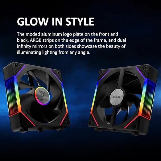 GAMDIAS 120mm ARGB PWM Case Fan, 2 Blades in 1 Fan Pack, Sync