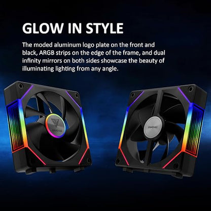 GAMDIAS 120mm ARGB PWM Case Fan, 2 Blades in 1 Fan Pack, Sync