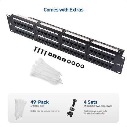 Cable Matters 48 Port Patch Panel Rackmount or Wall Mount 19-Inch