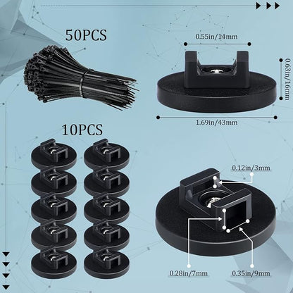 Yookeer 60 Pieces Magnetic Zip Tie Mount Multipurpose Cable Holder Magnets