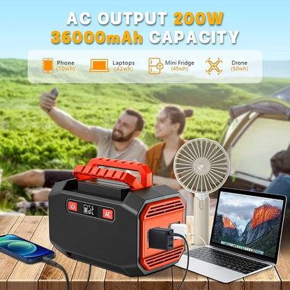 200w Power Station, Portable Solar Generator 36000mAh/133Wh