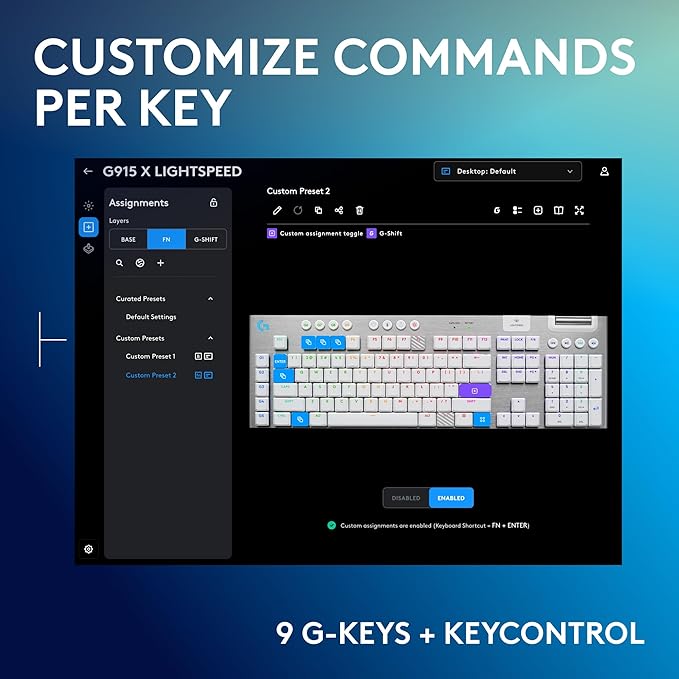 Logitech G915 X Lightspeed Wireless Mechanical Gaming Keyboard, Double-Shot PBT