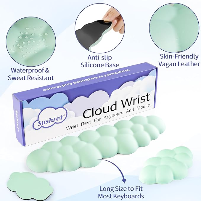Cloud Wrist Rest Keyboard, Cloud Keyboard Wrist Pad Set
